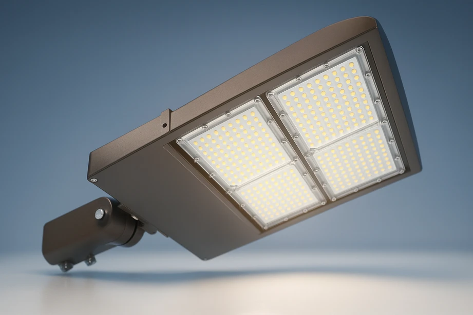 LS-ESBV Shoebox LED area light for parking lots and perimeters, high-lumen output with Type III/V optics