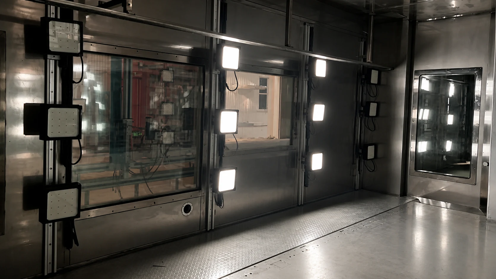 Documented RT-IL-150C fixtures illuminated inside an industrial oven chamber